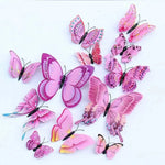 décoration murale papillons 3d adhésifs pvc rose violet blanc brillants 12 pièces différents