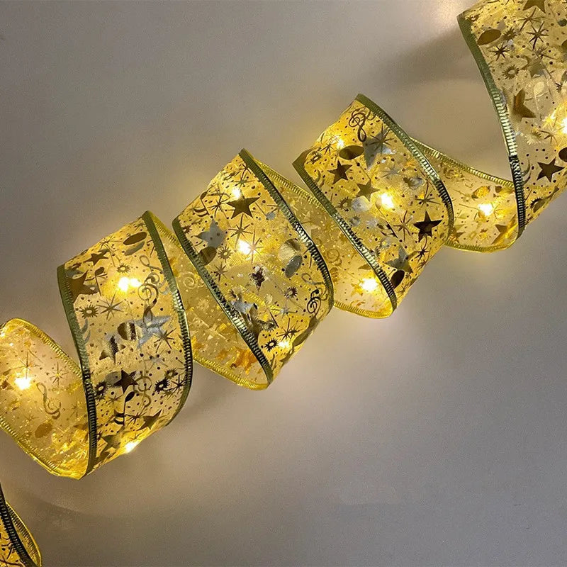 ruban lumineux or blanc multicolore étoiles motifs floraux décoratif festif 10m 5m 2m 100led