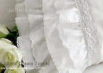 housses coussin coton dentelle volants blanc vintage lit brodé opacité inclusion simple