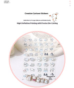 sticker adhésif chat mignon transparent kawaii dessin animé blanc gris rose