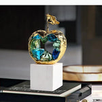 sculpture moderne or fruit marbre transparent poire pomme décoration intérieure contemporain
