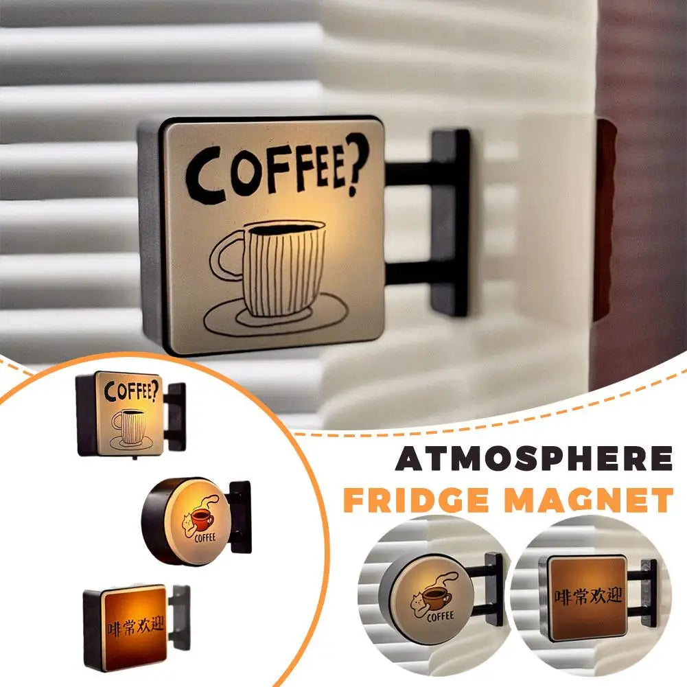 aimants réfrigérateur vintage tasse texte coffee chinois blanc noir marronclair minimaliste