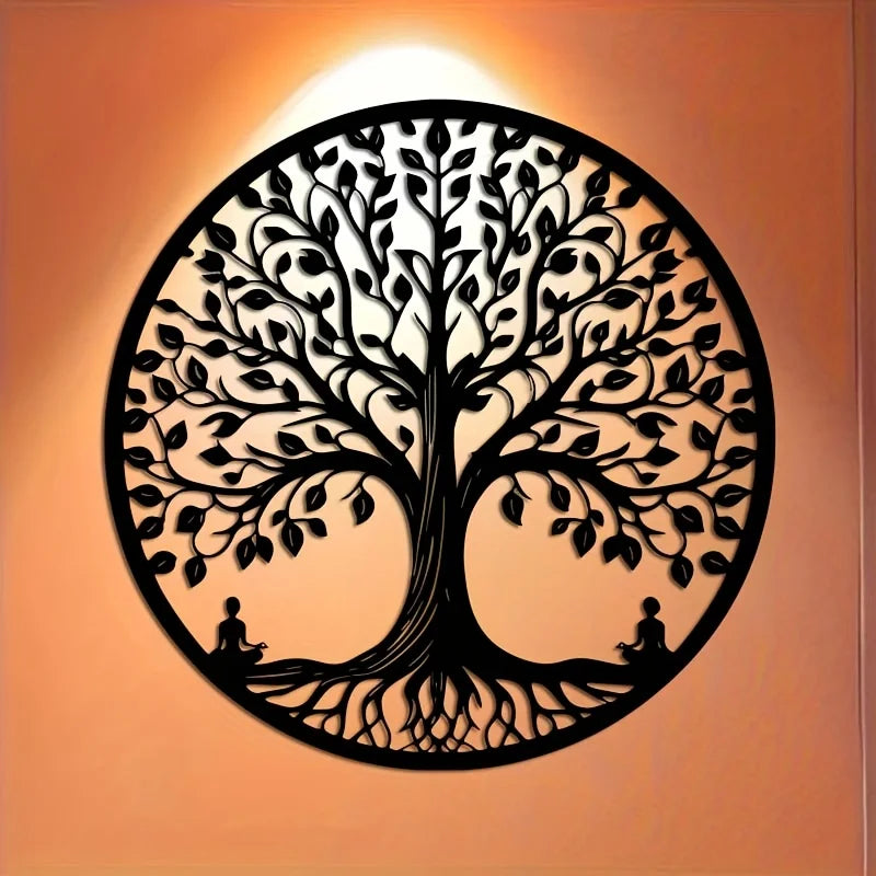 décoration murale métal arbre vie feuilles branches moderne opaque chambre salon