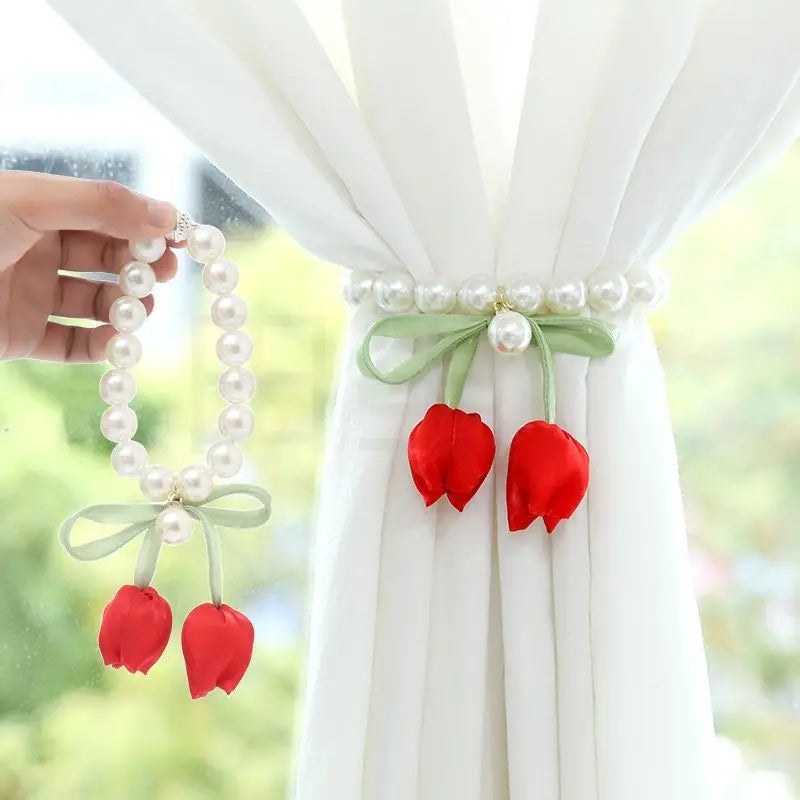 bracelet tulipe fleur ruban décoratif féminin blanc vert clair fleurs moderne
