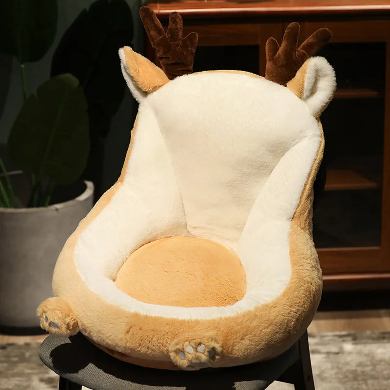 coussin chaise doux motif animal moderne oreilles pattes queue beige rose vert clair