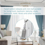 rubans rideaux pompons gris doré texture tissée classique élégants accessoire voilure moderne
