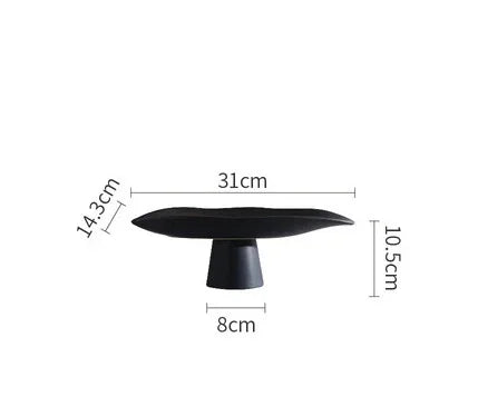 support fruits céramique blanc noir moderne assiette dessert gâteaux collations rangement plateau lisse