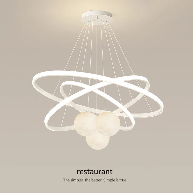 suspension lumineuse moderne blanc boules circulaires aluminium intérieur chambre salon
