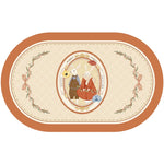 tapis table violet vert beige fleurs feuilles bordure rayée classique floral resistant pvc 30x50cm