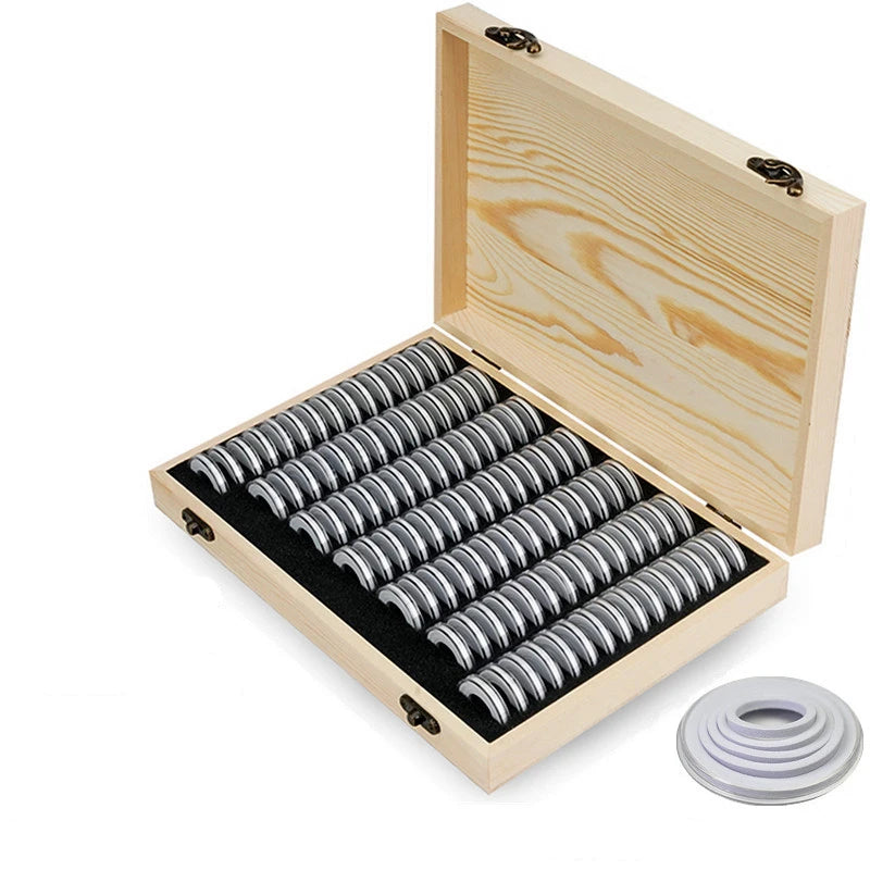 coffret rangement pieces monnaie 120 porte monnaie tampons ajustables bois naturel simple