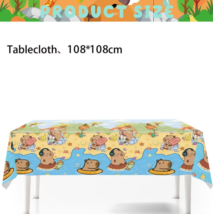 nappe table festive motif animaux couleurs vives bébé enfant deco occasionnelleecerueuils ballons gâteaux