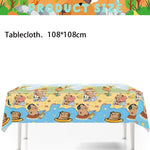 nappe table festive motif animaux couleurs vives bébé enfant deco occasionnelleecerueuils ballons gâteaux