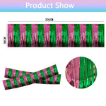 rideau festif vert rose rayures horizontales alternées opacité decoratif brillant adhésif 100cmx200cm 38cmx300cm mariage