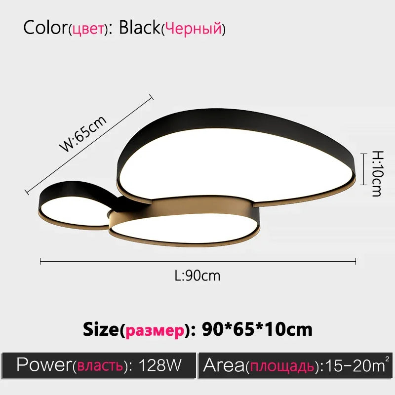 plafonnier led moderne minimaliste abstrait blanc noir doré chambre salon decoration