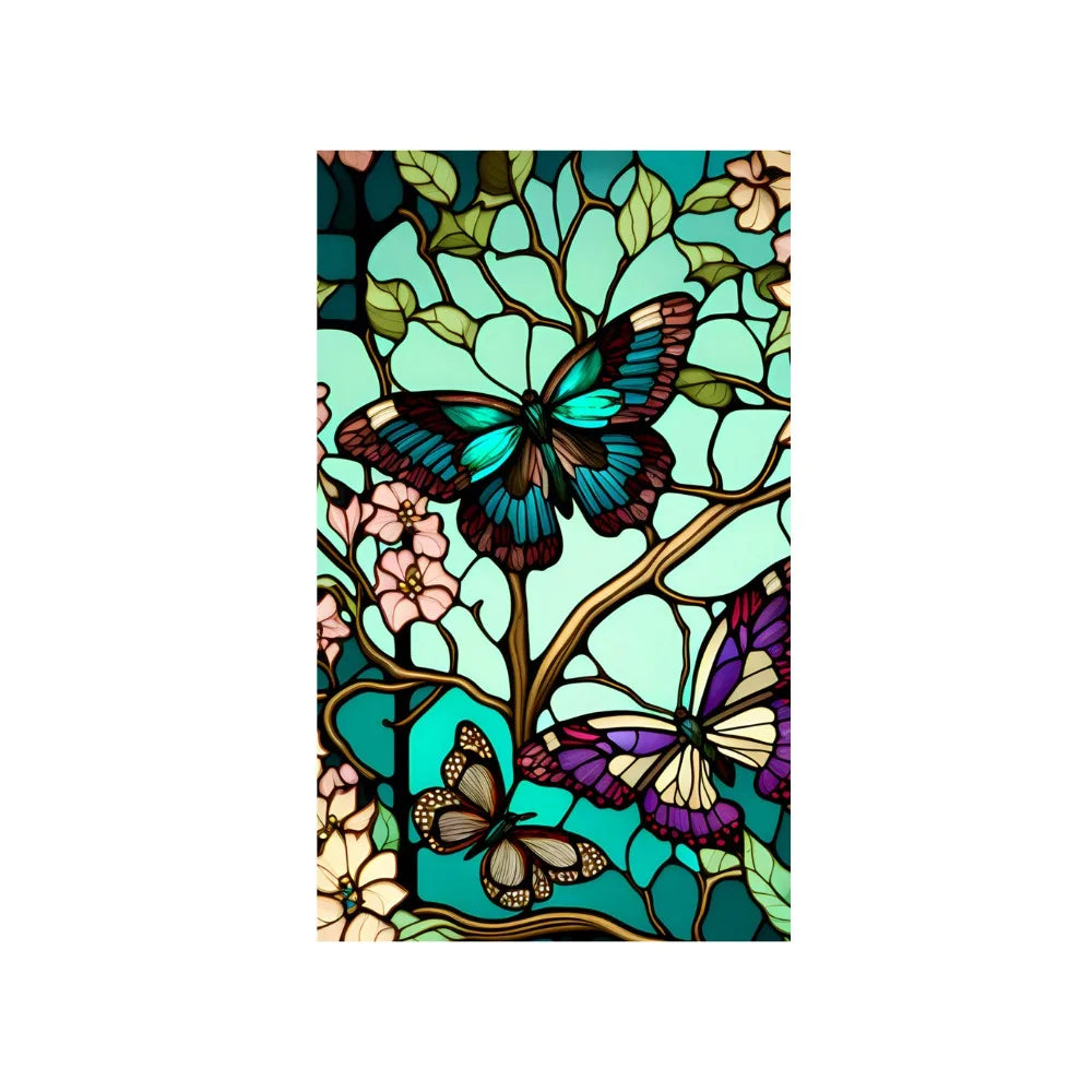 décoration fenêtre fleurs oiseaux art deco adhésive multicolore résistante usure pvc transparente