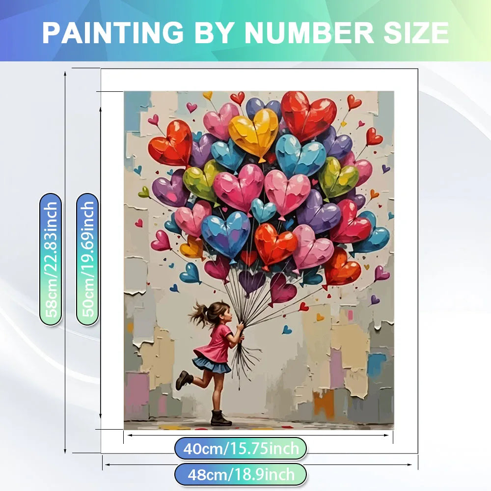 peinture numeros portrait coeurs multicolore moderne toile acrylique facile decoration hobby