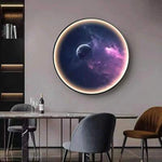 Détail de l'applique murale LED ronde en forme de lune avec lumière chaude