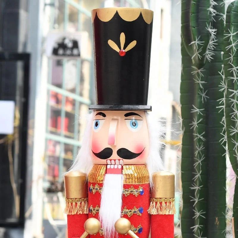 figurine soldat noel rouge blanche bleue dorée verte uniforme militaire couronne dorée moustache ruban