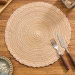 placemats tissés spirale beige noir vert rustique opaques table cuisine