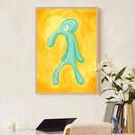 toile d'art moderne abstraite calmar dessin animé verte jaune impression sans cadre chambre salon