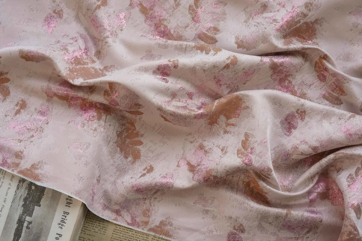 tissu imprimé floral vert gris rose blanc résistant intempéries polyester robe jupe coussin sac