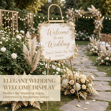 présentoir or métallique réglable élégant moderne panneaux motifs floraux transparent opaque événementsDecoration Mariage Anniversaire