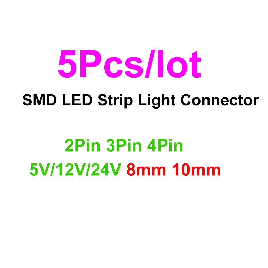 connecteurs led ruban broches 8mm 10mm transparents ws2811 rgb smd 5050