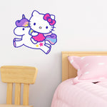 sticker mural hello kitty licorne arc ciel étoile dessin animé violet rose blanc bleu