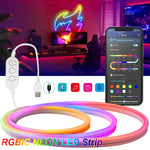ruban led néon multicolore fluorescent moderne controle bluetooth application usb