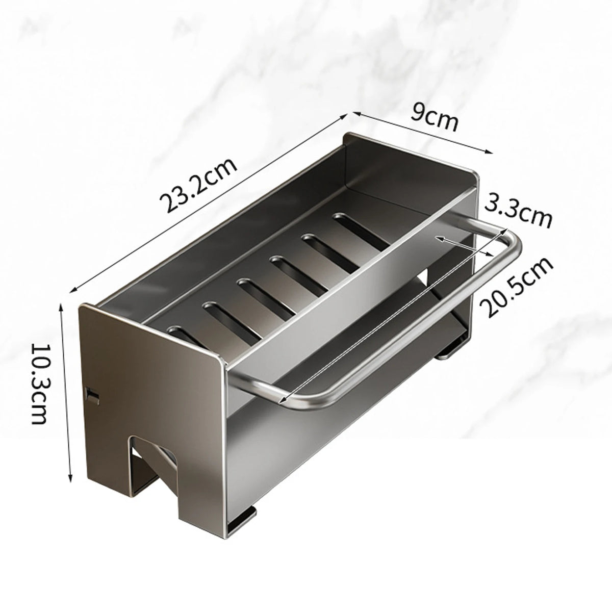 rangement évier suspendu moderne brosses éponges savon serviette cosmétiques minimaliste argenté blanc