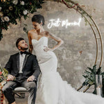 néon lumineux Just Married moderne transparent câble USB multicolore blanc roseDecorationMurialePartie
