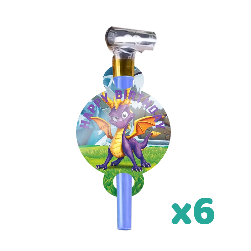 accessoires fête anniversaire dragon spyro assiettes gobelets pailles thème violet jaune vert