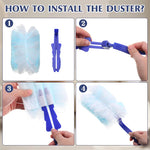 brosse poussière bleu clair douce moderne poignée 60 pièces remplacement 28cm longueur