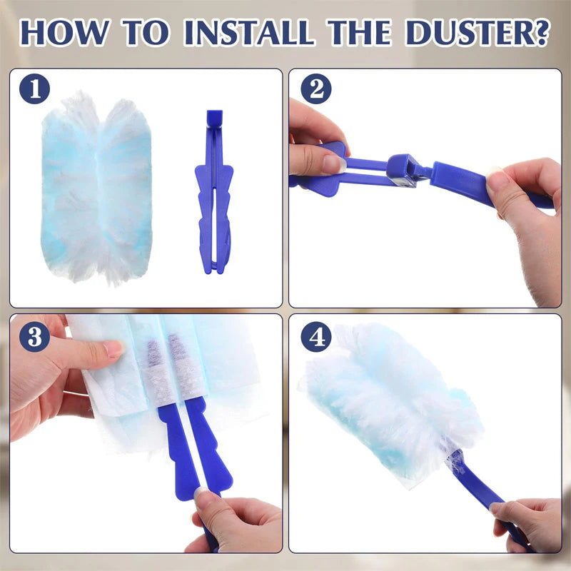 brosse poussière bleu clair douce moderne poignée 60 pièces remplacement 28cm longueur