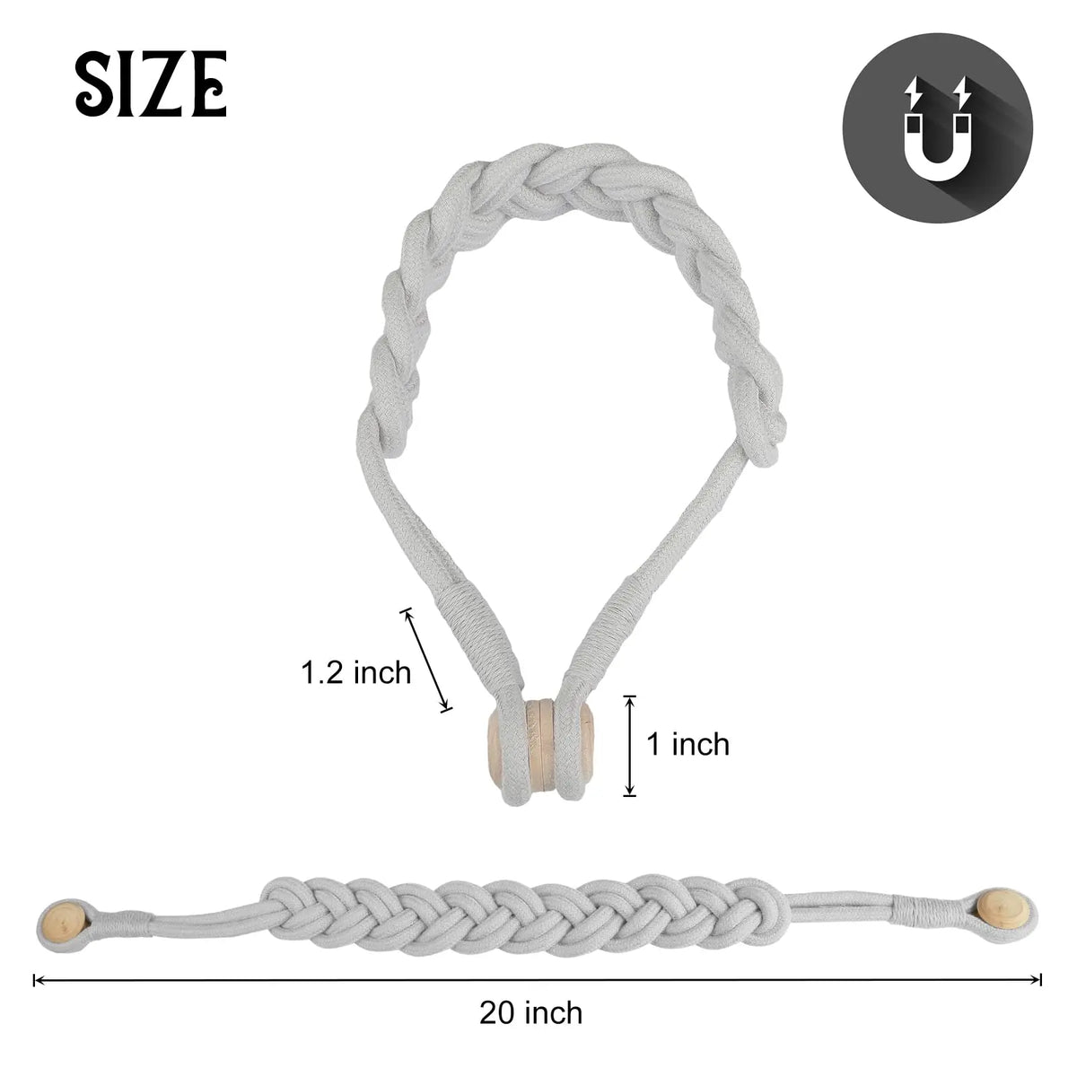 bracelet tressé blanc moderne boucle métal fixe unique accessoire mode 50cm