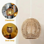 lampe suspendue rustique tressée rotin naturelle boho chic salon chambre e27