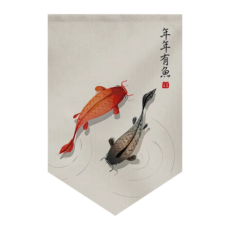 rideau porte japonais noren coton motif traditionnel poisson sushi décoration cuisine séparation intérieur maison