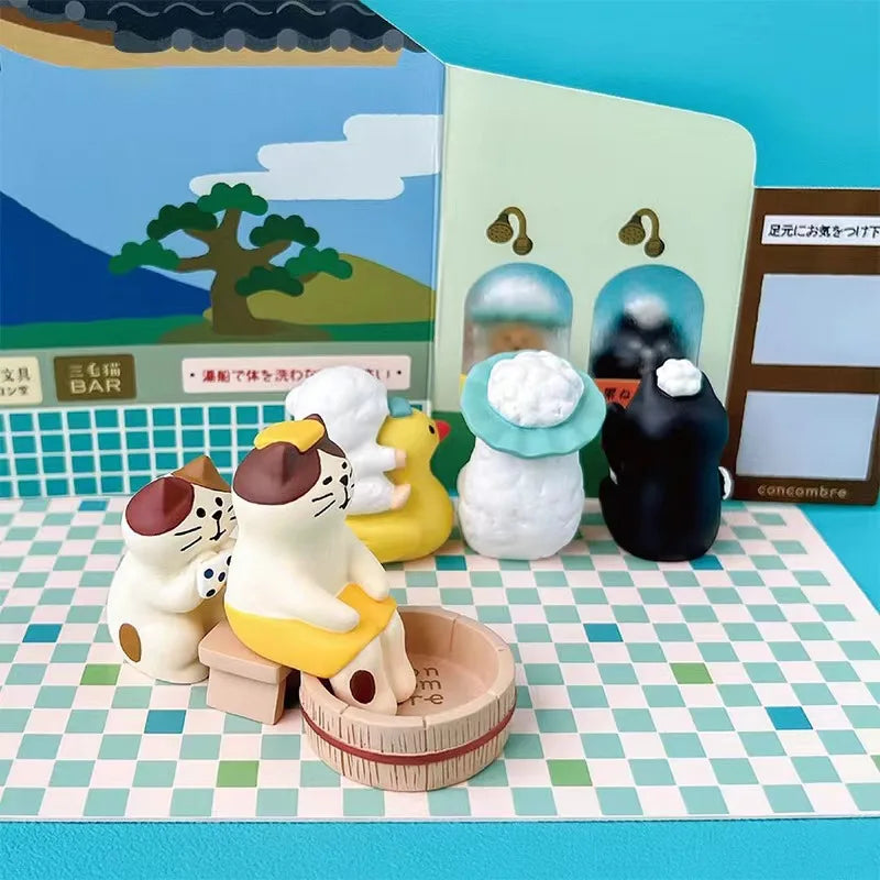 figurines animaux résine japonais couleurs variées motifs floraux décoration maison ornement diy blanc noir