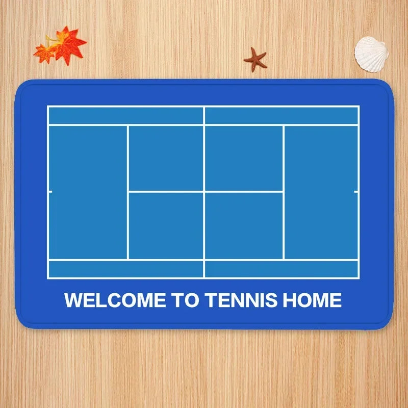 tapis sol moderne terrain tennis bleu vert orange antidérapant polyester coton 40x60cm 50x80cm