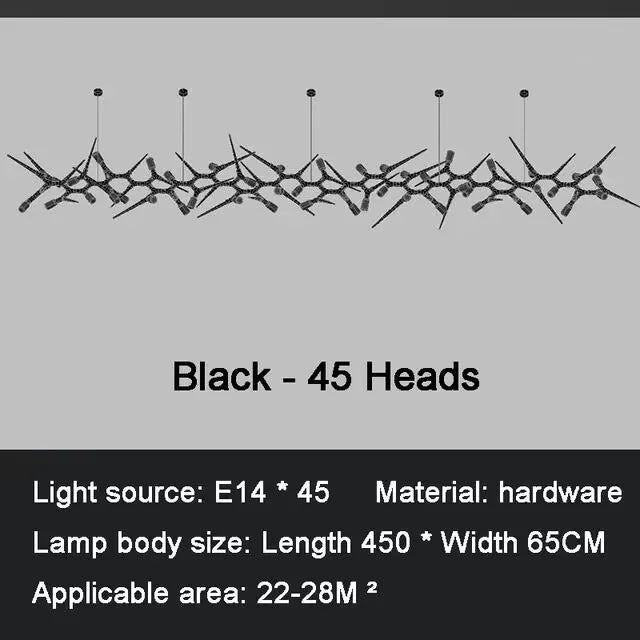suspension lumineuse noire contemporaine 120cm 10 ampoules certification ul rohs
