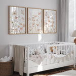 tableaux toile imprimés motifs fleurs papillons moderne minimaliste blanc beige rose pâle sans cadre