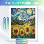 peinture numéros paysage nocturne tournesols ciel étoilé impressionniste toile diy 24 pots peinture pinceaux