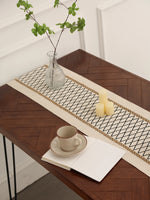 chinois bohème rustique table bois motif losange franges