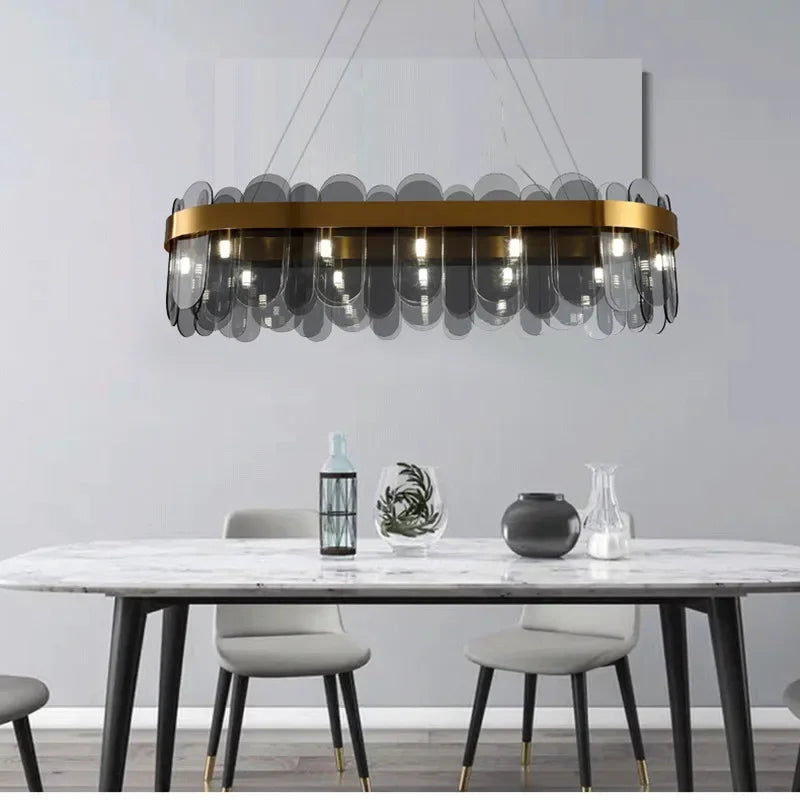 suspension lumineuse moderne or blanc rondes transparentes 90 260V 249 2000lm