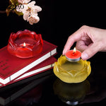 support bougie verre transparent forme fleur lotus décor maison artisanal coupe vent porte bougie