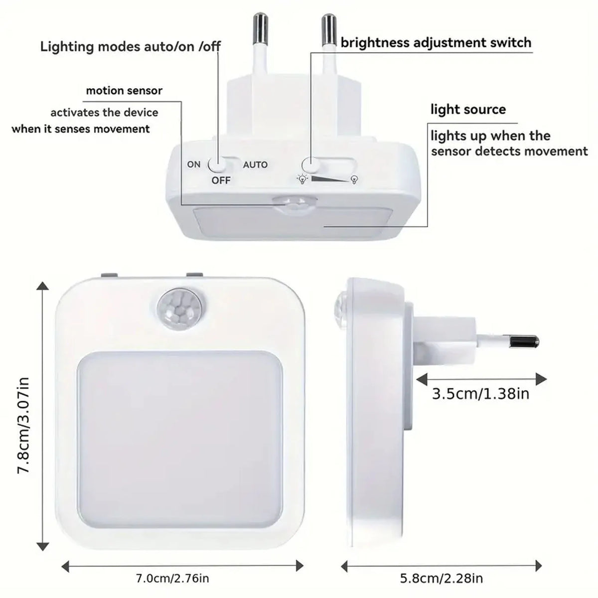 veilleuses led capteur mouvement blanc rouge moderne prise murale interrupteur luminosité chambre cuisine couloir