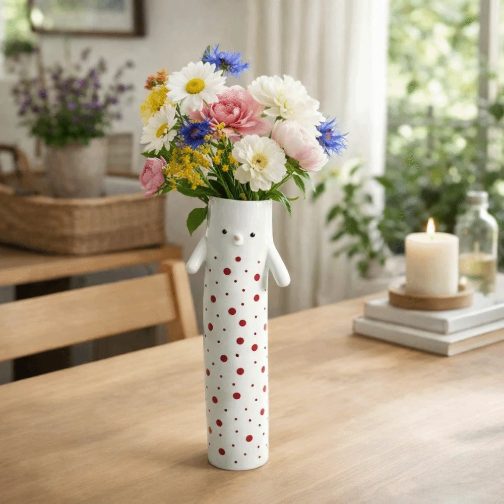 vase résine coloré moderne blanc vert bleu rouge jaune violet rayures points cercles