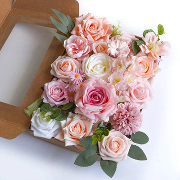 bouquet fleurs artificielles roses réalistes feuilles vertes décoration mariage fête intérieure