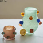 vases verre texturé fleurs bougeoir orange citron bougie tableaux modernes