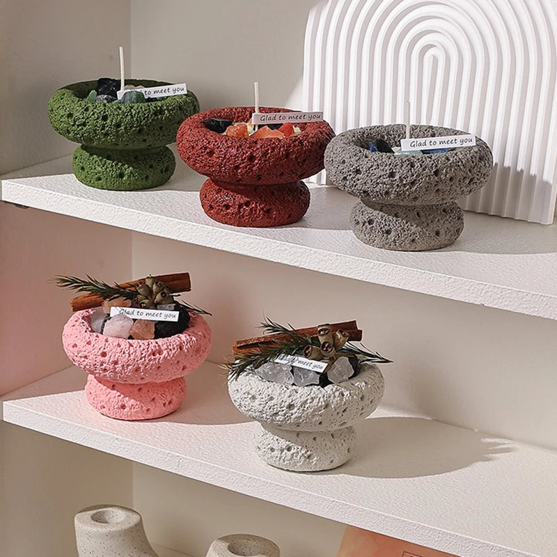 bougies stockage verre texturé moderne vert gris blanc minimaliste respectueux environnement